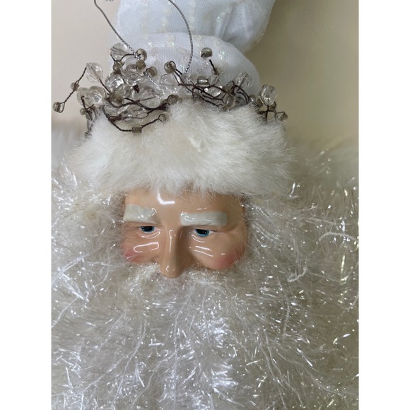 Vintage Dillard's Trimmings Porcelain Santa Head White Hanging Decor With Box - Picture 3 of 14